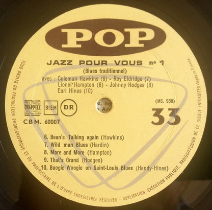 Various : Jazz Pour Vous 1 - Blues Traditionnel (10", Comp, Mono)