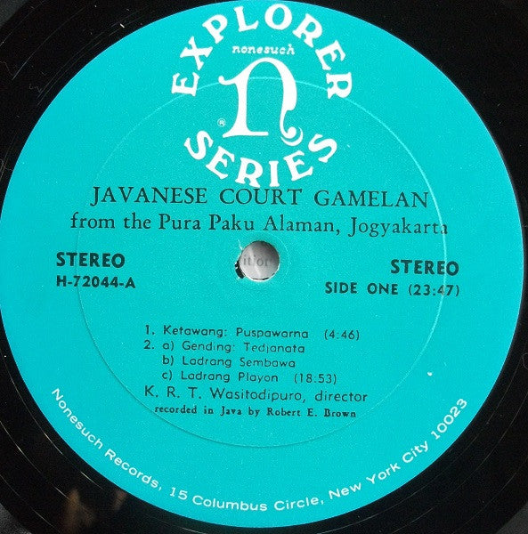 K.R.T. Wasitodipuro : Javanese Court Gamelan From The Pura Paku Alaman, Jogyakarta (LP, Album)