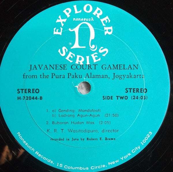 K.R.T. Wasitodipuro : Javanese Court Gamelan From The Pura Paku Alaman, Jogyakarta (LP, Album)