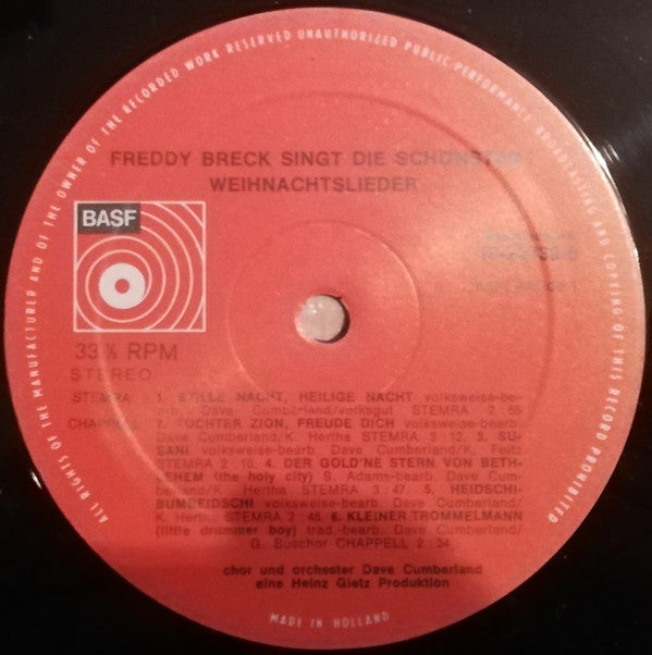 Freddy Breck : Freddy Breck Singt Die Schönsten Weihnachtslieder (LP, Album)