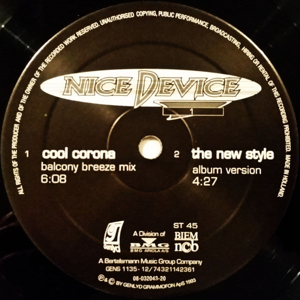 Nice Device : Cool Corona (Could You Be Like E....) / The New Style (12")