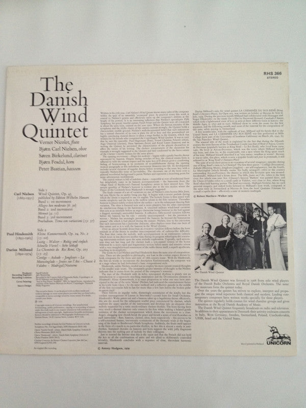 Den Danske Blæserkvintet : Nielsen: Wind Quintet / Hindemith: Kleine Kammermusik, Op. 24 No.2 / Milhaud: La Cheminée Du Roi René (LP, Album)