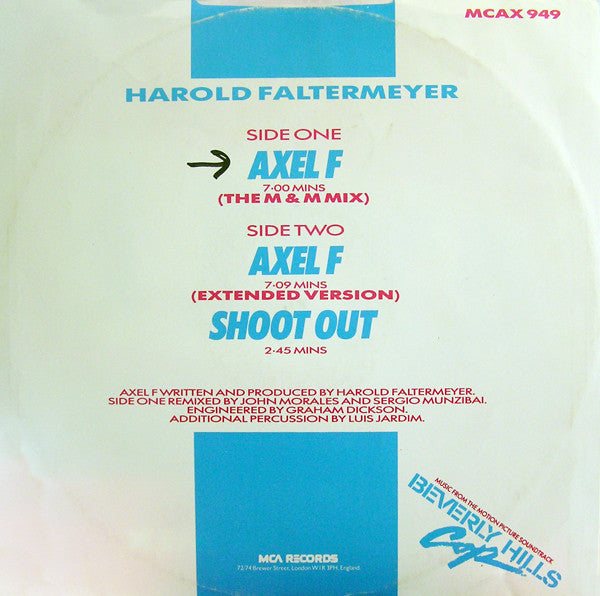 Harold Faltermeyer : Axel F (The M & M Mix) (12", Single)