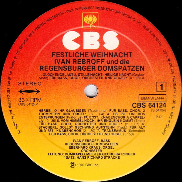 Ivan Rebroff Und Die Regensburger Domspatzen : Festliche Weihnacht (LP, Album, RE, Gat)