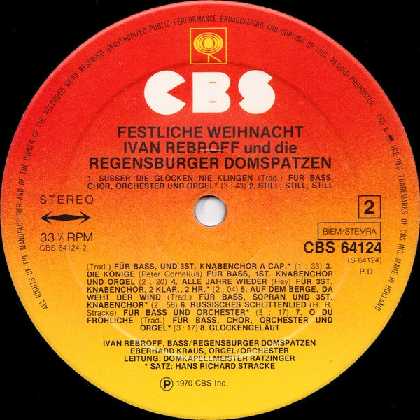 Ivan Rebroff Und Die Regensburger Domspatzen : Festliche Weihnacht (LP, Album, RE, Gat)
