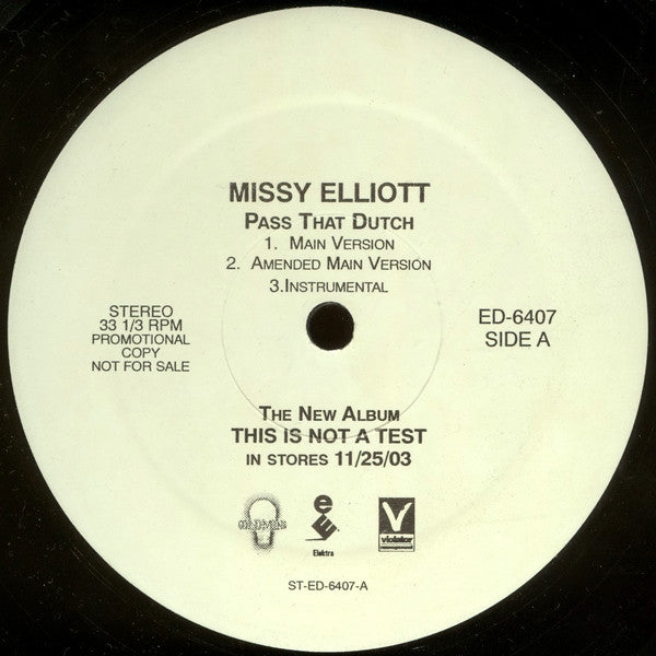 Missy Elliott : Pass That Dutch (12", Promo)