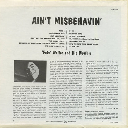 Fats Waller & His Rhythm : Ain't Misbehavin' (LP, Comp, Mono, RE, Ind)