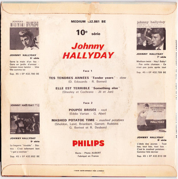 Johnny Hallyday : Tes Tendres Années (7", EP, Mono)