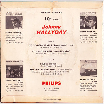 Johnny Hallyday : Tes Tendres Années (7", EP, Mono)