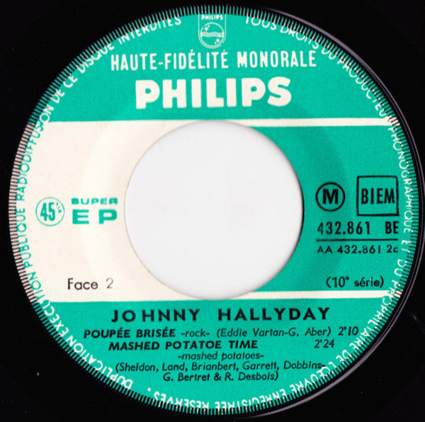 Johnny Hallyday : Tes Tendres Années (7", EP, Mono)