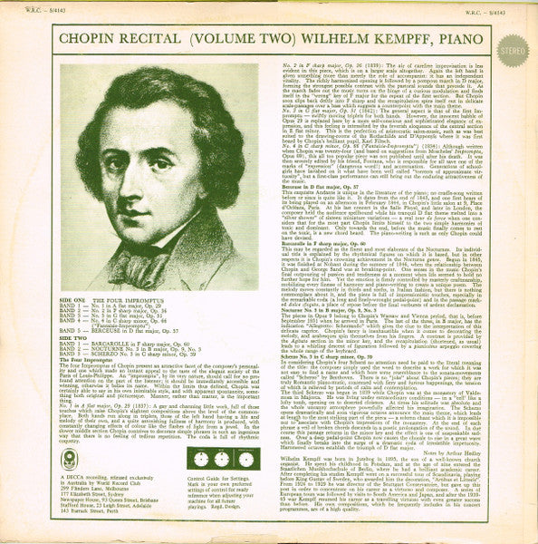 Wilhelm Kempff  /  Frédéric Chopin : Chopin Recital (2xLP, Album, Club, RE)