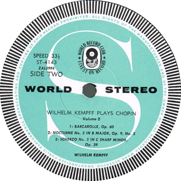Wilhelm Kempff  /  Frédéric Chopin : Chopin Recital (2xLP, Album, Club, RE)