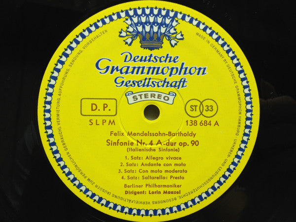 Felix Mendelssohn-Bartholdy – Berliner Philharmoniker · Lorin Maazel : Italienische Sinfonie / Reformations-Sinfonie (LP)