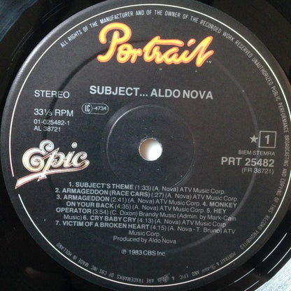 Aldo Nova : Subject.....Aldo Nova (LP, Album)