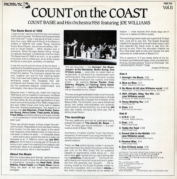 Count Basie Orchestra Featuring Joe Williams : Count On The Coast Vol. II (LP)