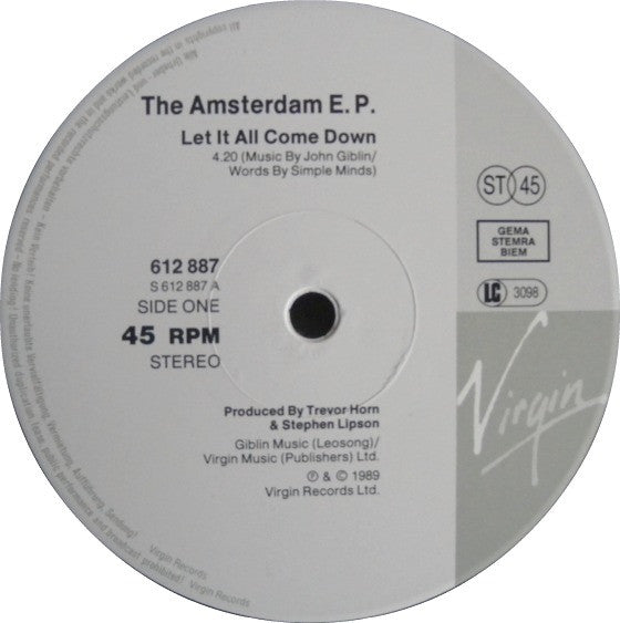 Simple Minds : The Amsterdam EP (12", EP, Single)