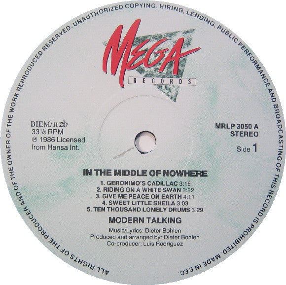 Modern Talking : In The Middle Of Nowhere - The 4th Album (LP, Album)