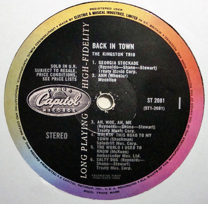 Kingston Trio : Back In Town (LP, Album)