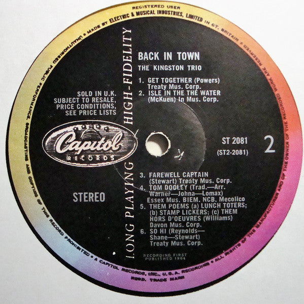 Kingston Trio : Back In Town (LP, Album)