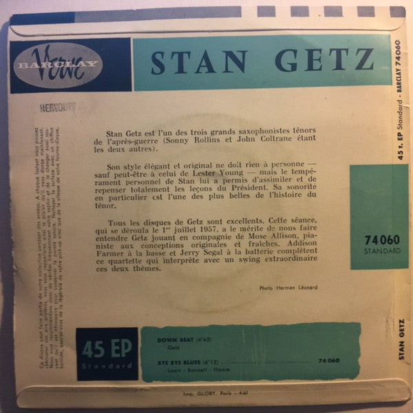 Stan Getz : Down Beat / Bye Bye Blues (7", EP)