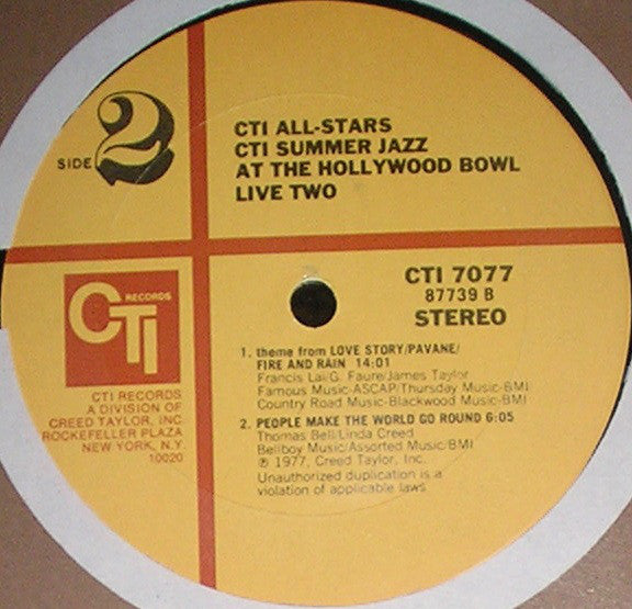 CTI All-Stars : CTI Summer Jazz At The Hollywood Bowl Live Two (LP, Album, Ter)