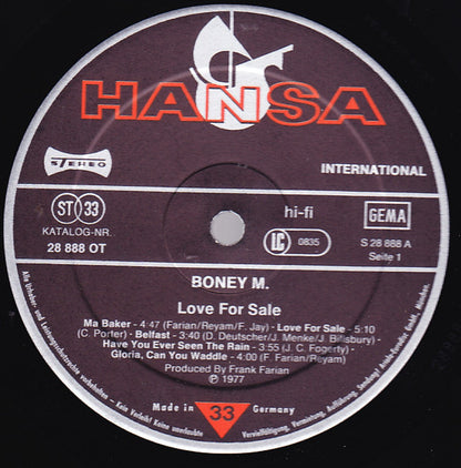 Boney M. : Love For Sale (LP, Album)