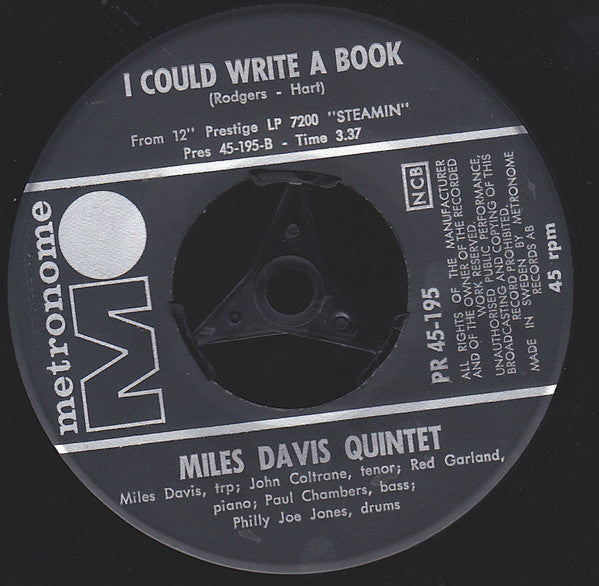 The Miles Davis Quintet : When I Fall In Love / I Could Write A Book (7")