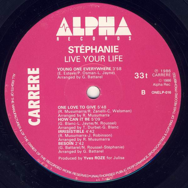 Stephanie (2) : Live Your Life (LP, Album)