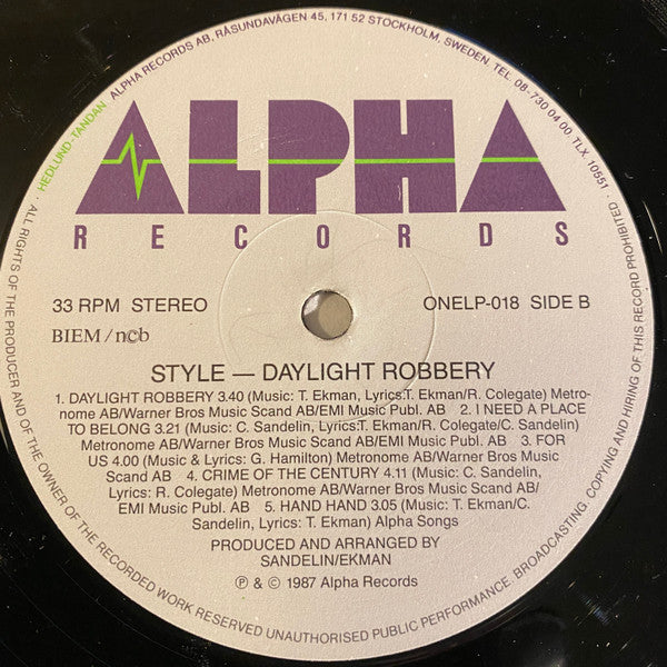 Style (4) : Daylight Robbery (LP, Album)