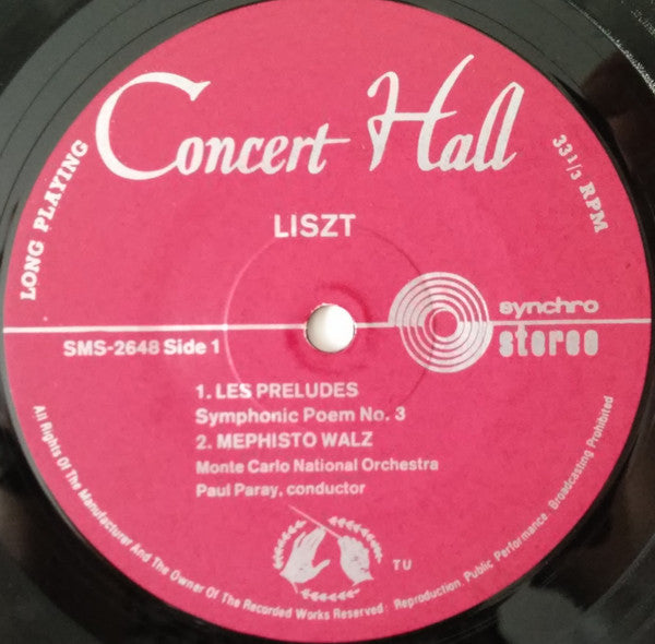 Paul Paray, Orchestre National De L'Opéra De Monte-Carlo : Festival Liszt (LP, Album)