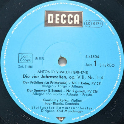 Antonio Vivaldi, Stuttgarter Kammerorchester, Karl Münchinger : Die Vier Jahreszeiten (LP, RE)