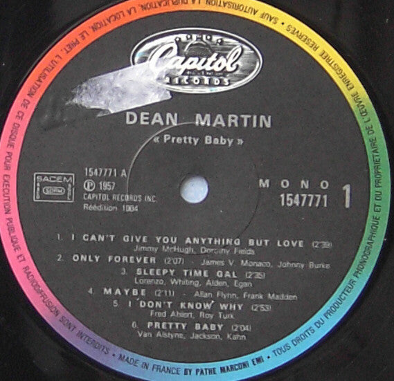 Dean Martin : Pretty Baby (LP, Album, Mono, RE)