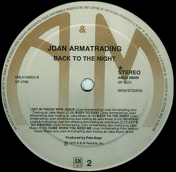 Joan Armatrading : Back To The Night (LP, Album)