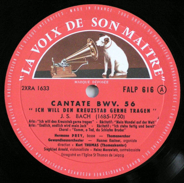 Johann Sebastian Bach - Hermann Prey, Thomanerchor Et Gewandhausorchester Leipzig, Kurt Thomas : Cantates (LP, Album)
