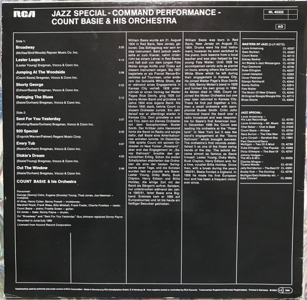 Count Basie Orchestra : Command Performance (LP)