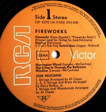 José Feliciano : Fireworks (LP, Album, RE)