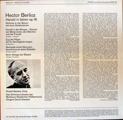 Hector Berlioz, Moscow Philharmonic Orchestra Sinfonieorchester Der Moskauer Staatlichen Philharmonie Rudolf Barshai : Harold In Italien (LP)