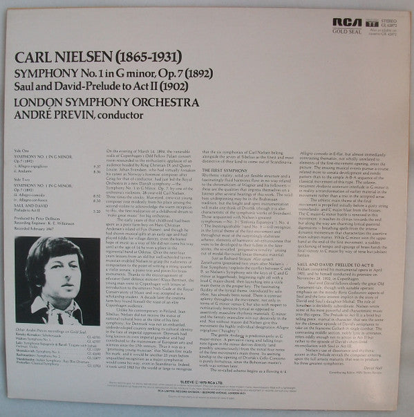 Carl Nielsen, André Previn, London Symphony Orchestra : Symphony No. 1 / Saul & David - Act II Prelude (LP, RE)