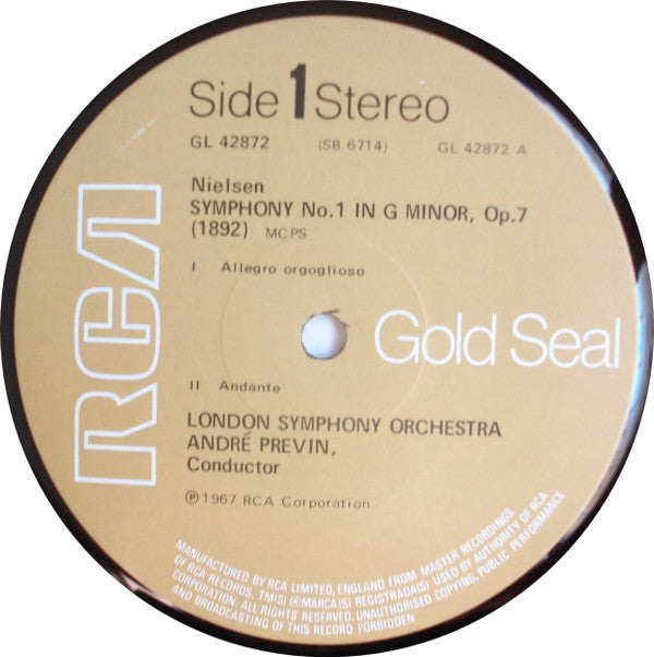 Carl Nielsen, André Previn, London Symphony Orchestra : Symphony No. 1 / Saul & David - Act II Prelude (LP, RE)
