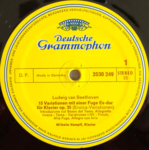 Ludwig van Beethoven - Wilhelm Kempff : Variationen Für Klavier - Variations For Piano: Eroica-Variationen / 6 Variationen Op. 34 / 32 Variationen WoO 80 (LP)