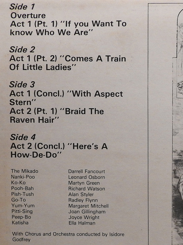 Darrell Fancourt, Leonard Osborn, Martyn Green, Richard Watson (6), Alan Styler, Radley Flynn, Margaret Mitchell (2), Joan Gillingham, Joyce Wright (2), Ella Halman : The Mikado (2xLP)