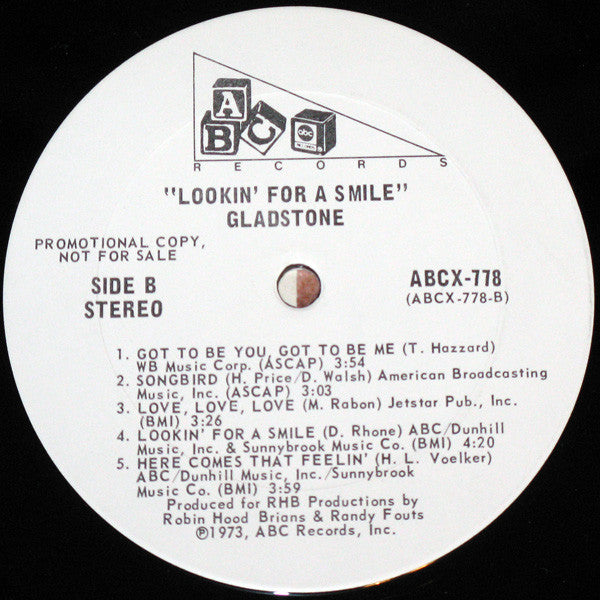 Gladstone : Lookin' For A Smile (LP, Album, Promo)