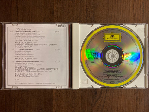 Luigi Nono, Maurizio Pollini, Slavka Taskova, Nino Antonellini, Claudio Abbado : Como Una Ola De Fuerza Y Luz / . . . . . Sofferte Onde Serene . . . / Contrappunto Dialettico Alla Mente (CD, Comp, RE, RM, RP, Uni)