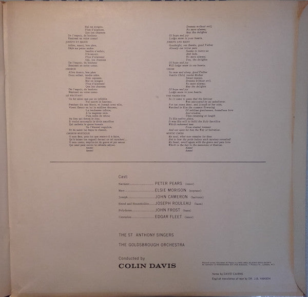 Hector Berlioz, Sir Colin Davis, St. Anthony Singers, Goldsbrough Orchestra, Peter Pears, Edgar Fleet, John Frost, Joseph Rouleau, John Cameron : L'Enfance Du Christ (2xLP, Gat)