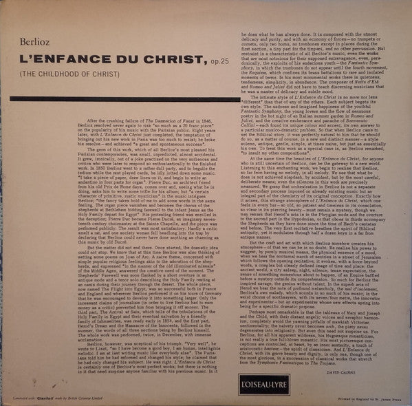 Hector Berlioz, Sir Colin Davis, St. Anthony Singers, Goldsbrough Orchestra, Peter Pears, Edgar Fleet, John Frost, Joseph Rouleau, John Cameron : L'Enfance Du Christ (2xLP, Gat)