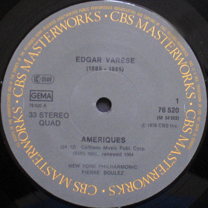Edgard Varèse - Pierre Boulez, New York Philharmonic : Ameriques / Arcana / Ionisation (LP, Album, Quad)