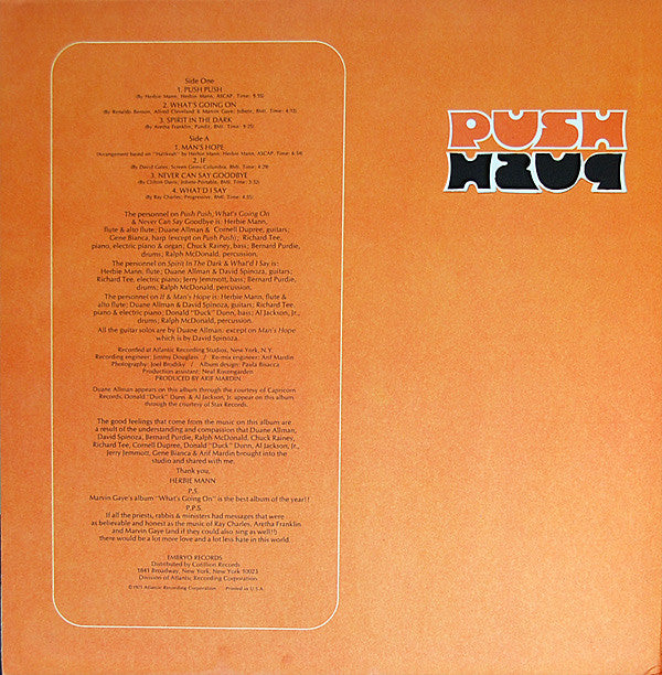 Herbie Mann : Push Push (LP, Album, RI,)