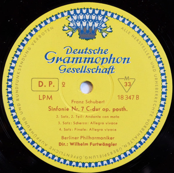 Franz Schubert - Berliner Philharmoniker : Sinfonie Nr.7 C-Dur (Opus Posthum) (LP, Album, Mono, RE)