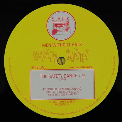 Men Without Hats : The Safety Dance (Extended 'Club Mix') (12", ISS)