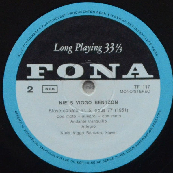 Niels Viggo Bentzon : Klaversonate nr. 4, opus 57 & nr. 5, opus 77 (LP, Album, Mono)